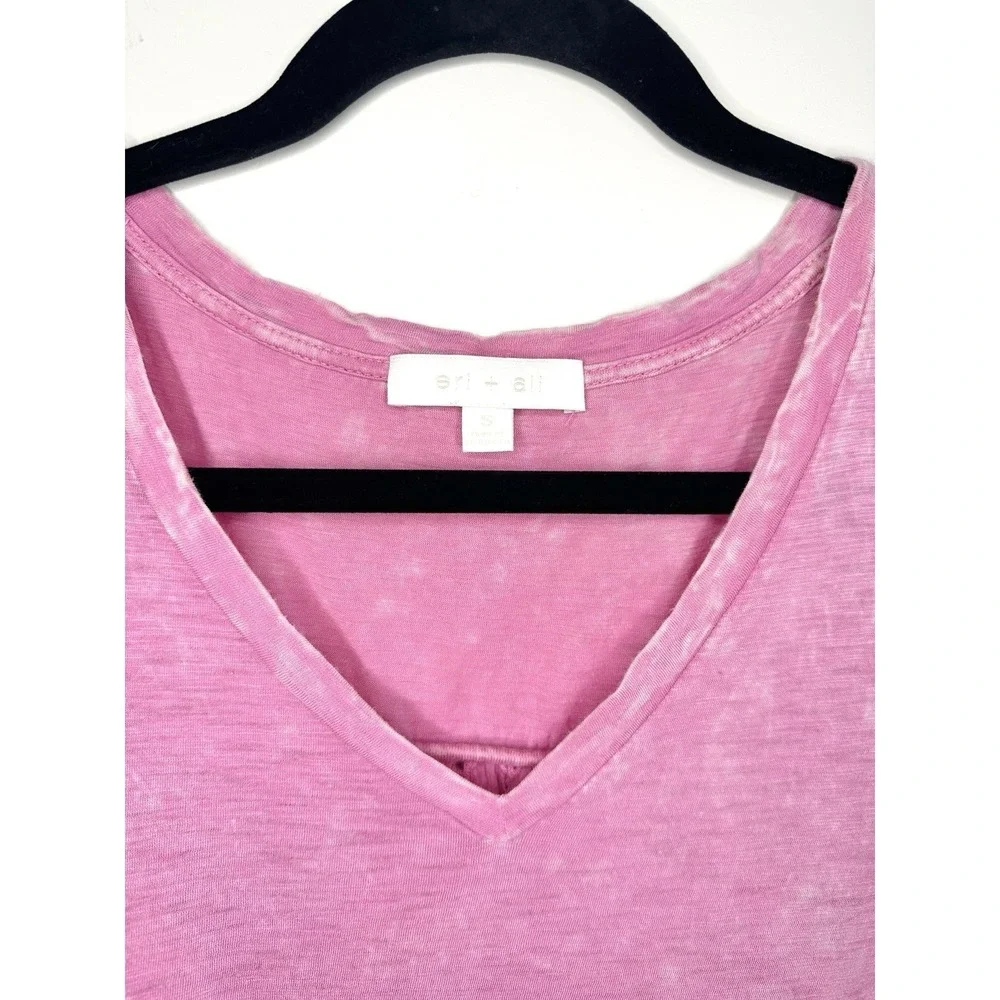 Eri + Ali Anthropologie Pink Eyelet Lace Back Tank Top Small Cotton V-Neck Boho - Picture 10 of 12